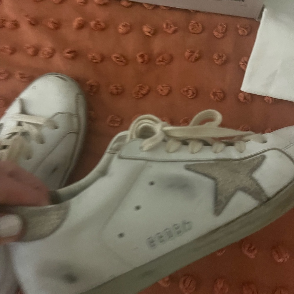 Golden goose superstar white gold star sprinkle shoes size 8 - Picture 4 of 7